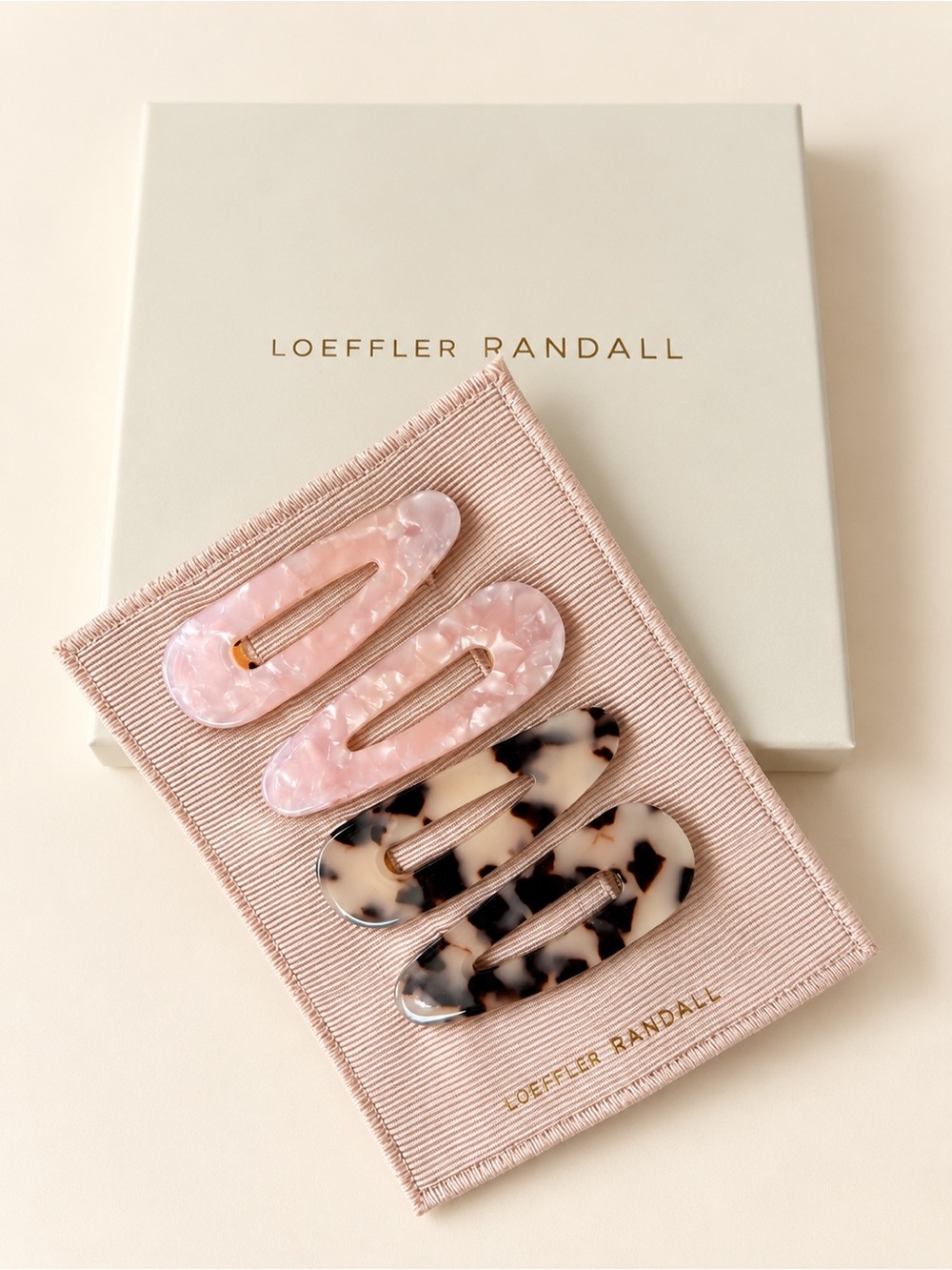 Loeffler Randall Salli Resin Clip Set — Pink & Tortoise — NIB